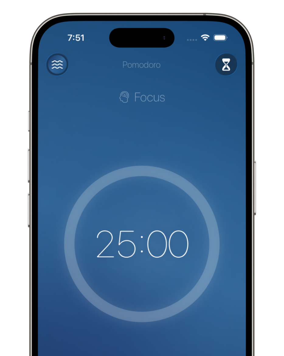 Cadence app showing a minimal focus timer